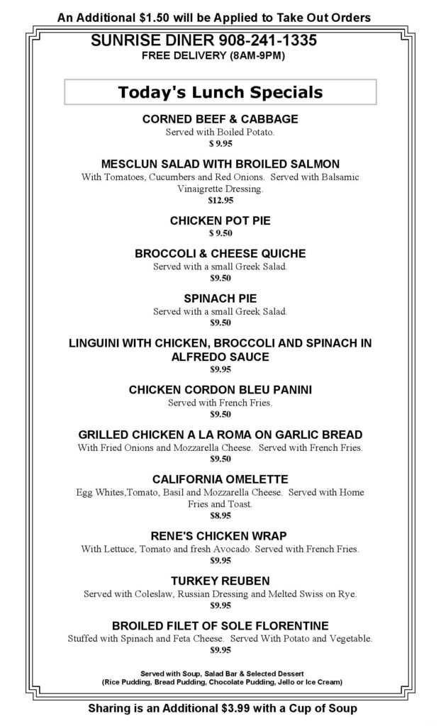 LUNCH MENU THURSDAY 10 18 18 page 001 Sunrise Diner