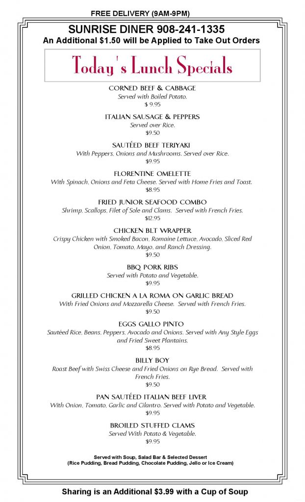 LUNCH MENU THURSDAY 6 20 19 page 001 Sunrise Diner